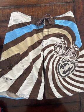 Billabong Men's Brown & Blue Graphic Swim Trunks